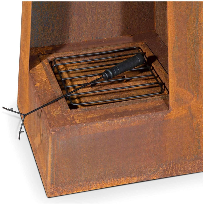 Dellonda Chiminea Wood Burner Heater for Outdoors W45cm x H150cm Corten Steel