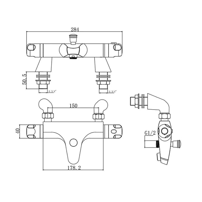 Thermostatic Bath Filler Shower Valve Black AG - UK Camping And Leisure