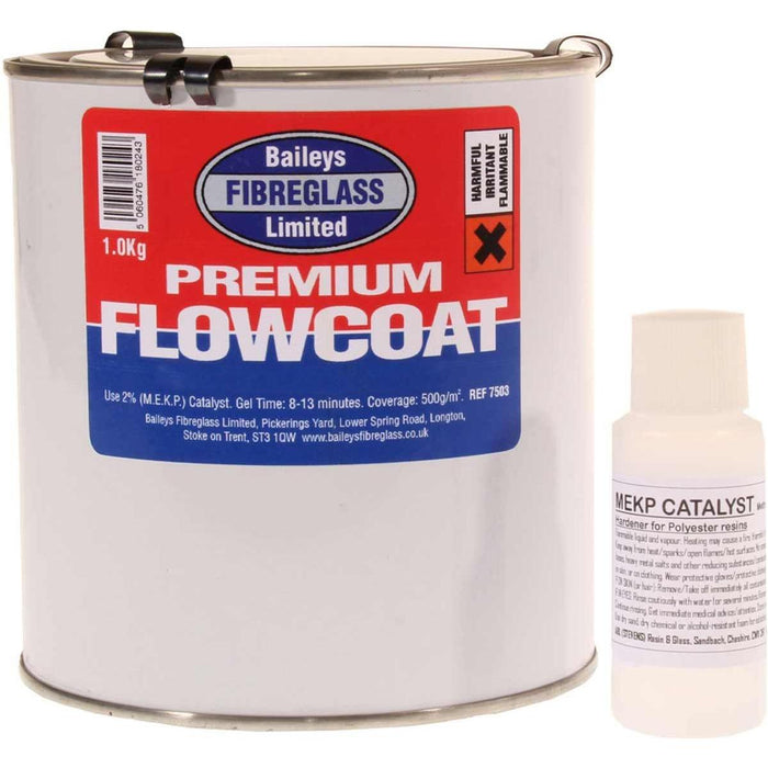 Baileys Black Flowcoat/Topcoat w/ Hardener 1 0kg: High Quality Metal Coating Baileys - UK Camping And Leisure