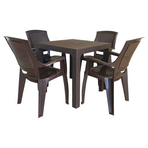 Flora 5 piece poly-propelene dining set (Expresso) F6030EX Quest - UK Camping And Leisure