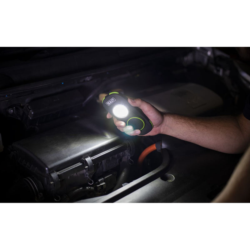 Sealey Rechargeable Torch Light Wireless Speaker 10W COB LED 500 Lumens Lamp Sealey - UK Camping And Leisure