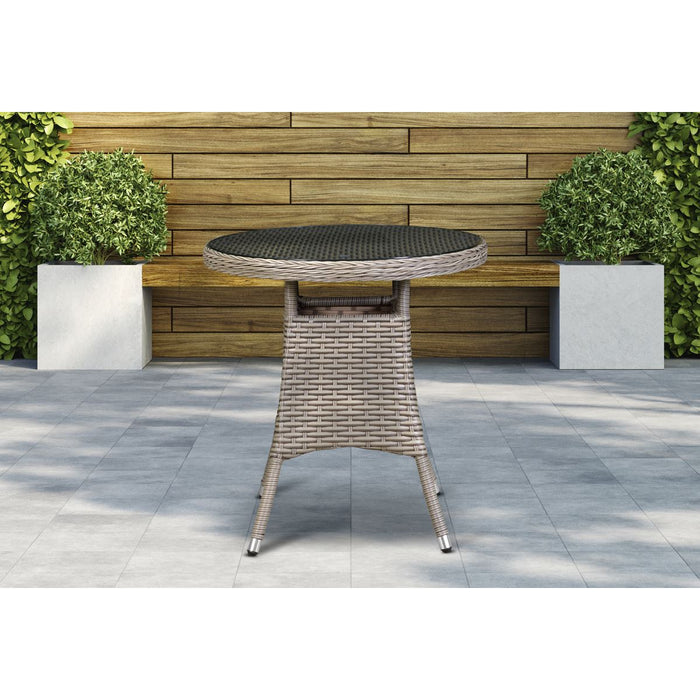 Dellonda Chester Rattan Wicker Round Outdoor Table with Tempered Glass Top Dellonda - UK Camping And Leisure