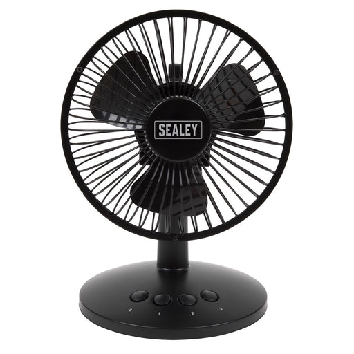 Sealey 150mm 6" 3 Speed Oscillating Desk Fan Home Office Portable USB or Battery Sealey - UK Camping And Leisure