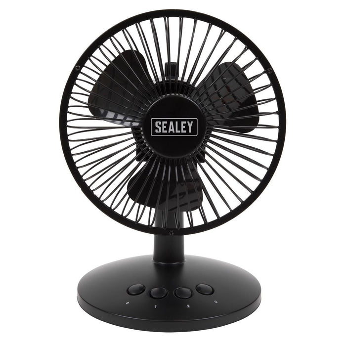 Sealey 150mm 6" 3 Speed Oscillating Desk Fan Home Office Portable USB or Battery Sealey - UK Camping And Leisure