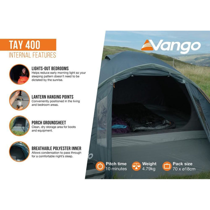 Vango Tay 400 Pole Deep Blue 4 Person Tent Vango - UK Camping And Leisure
