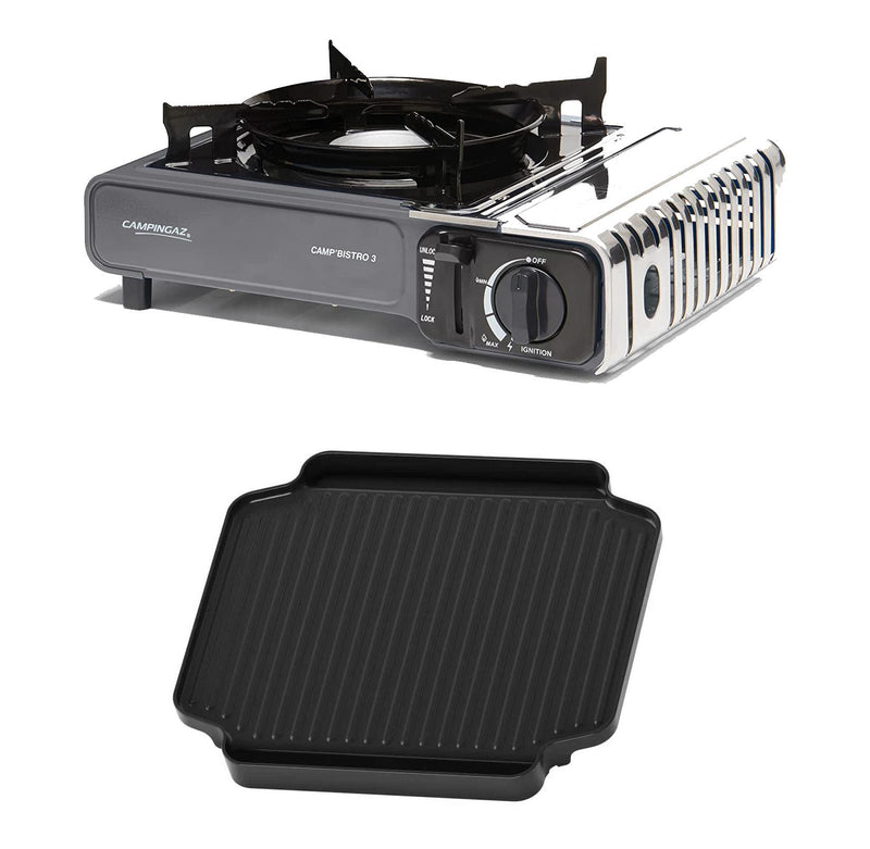 Campingaz Bistro 3 Grey Camping gas stove with Griddle Campingaz - UK Camping And Leisure