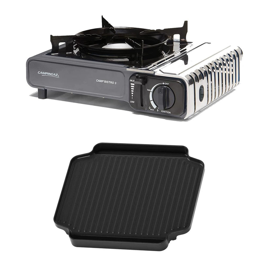 Campingaz Bistro 3 Grey Camping gas stove with Griddle Campingaz - UK Camping And Leisure