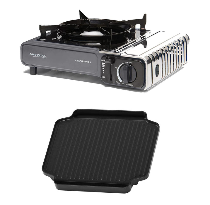 Campingaz Bistro 3 Grey Camping gas stove with Griddle Campingaz - UK Camping And Leisure