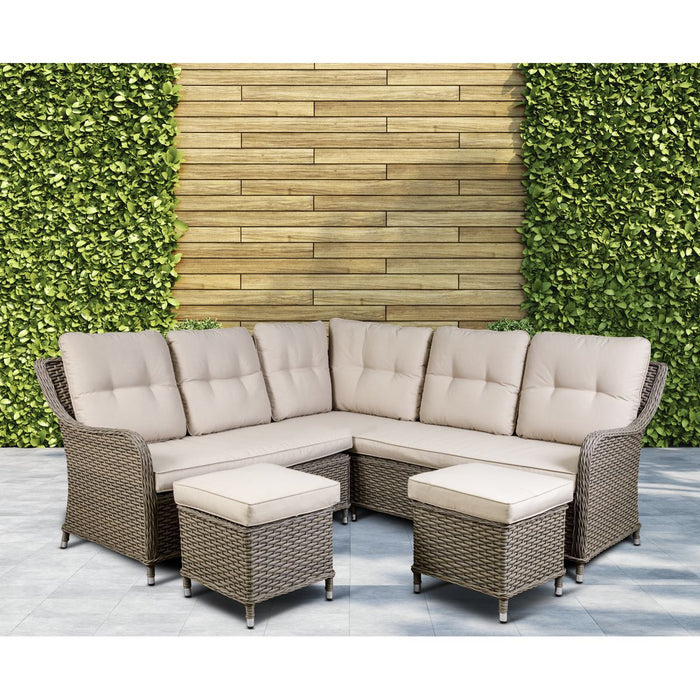 Dellonda Chester Rattan Wicker Outdoor 5-Seater Corner Sofa Set 4pc Dellonda - UK Camping And Leisure