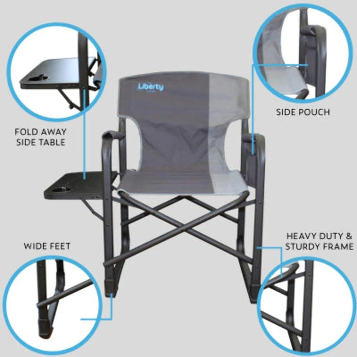Liberty Director Chair Outdoor Camping Folding Side Table Grey Liberty - UK Camping And Leisure