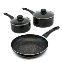 Leisurewize 3 Piece Induction Pan Set Black Marble Caravan Motorhome LW701