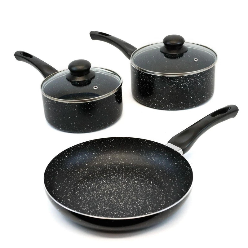 Leisurewize 3 Piece Induction Pan Set Black Marble Caravan Motorhome LW701 - Main Product Image | UK Camping and Leisure
