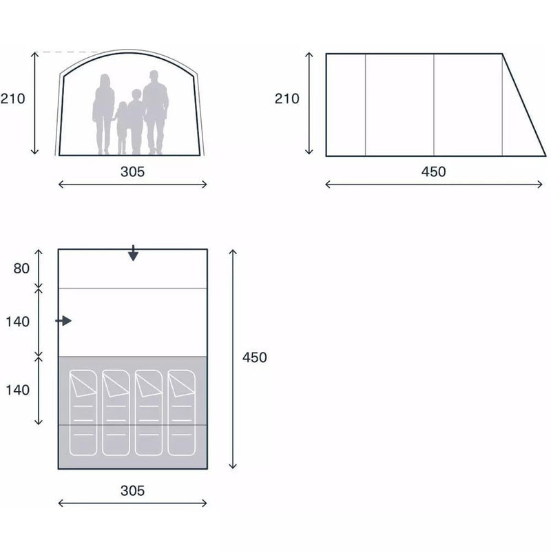 Kampa Dawlish 04 Tent 4 Person Poled Tent - View 10