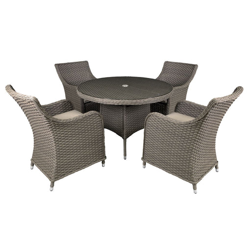 Dellonda Chester Rattan Wicker Outdoor Dining Set Tempered Glass Tabletop 5pc Dellonda - UK Camping And Leisure