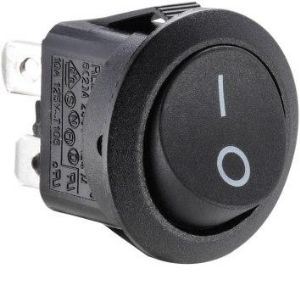 W4 250V Round Double Rocker Switch On/Off Black 37203 W4 - UK Camping And Leisure