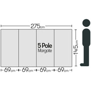 5 Pole Multicoloured Polythene Windbreak 1442 Quest - UK Camping And Leisure