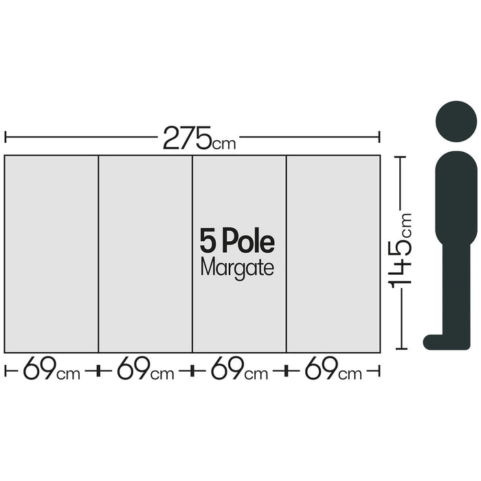 5 Pole Multicoloured Polythene Windbreak 1442 Quest - UK Camping And Leisure