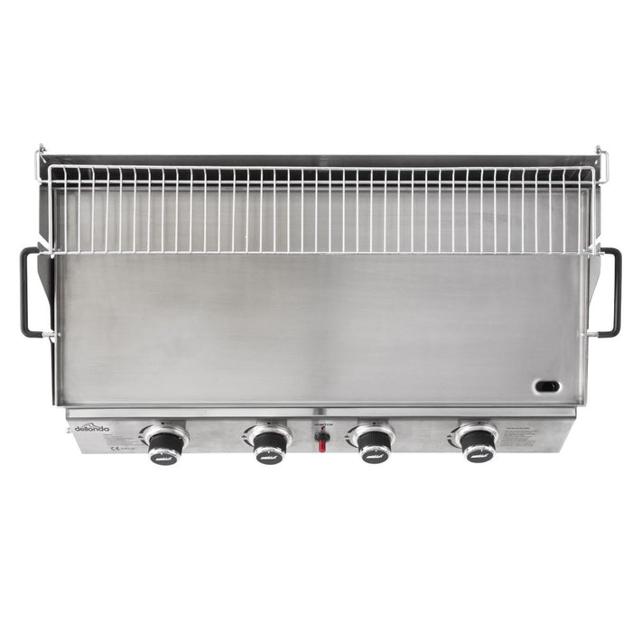 Dellonda 4 Burner Stainless Steel Portable Gas Plancha with Warming Rack 10kW Dellonda - UK Camping And Leisure