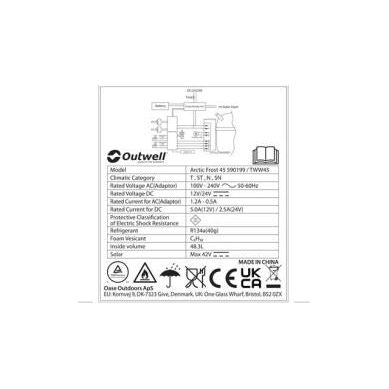 Outwell Arctic Frost 45 45L Compressor Cooler Cool Box -20 C to +20 C 12V 230V UK Camping And Leisure - UK Camping And Leisure