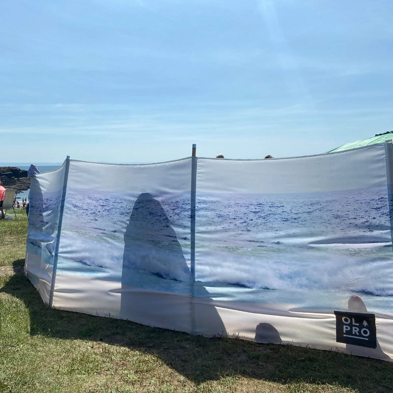 Olpro Camping Windbreak 140CM High with Wooden Poles