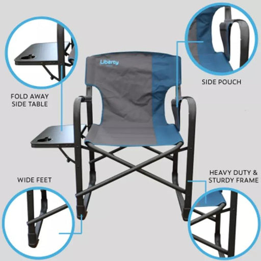 Liberty Director Chair Outdoor Camping Folding Side Table Blue Liberty - UK Camping And Leisure