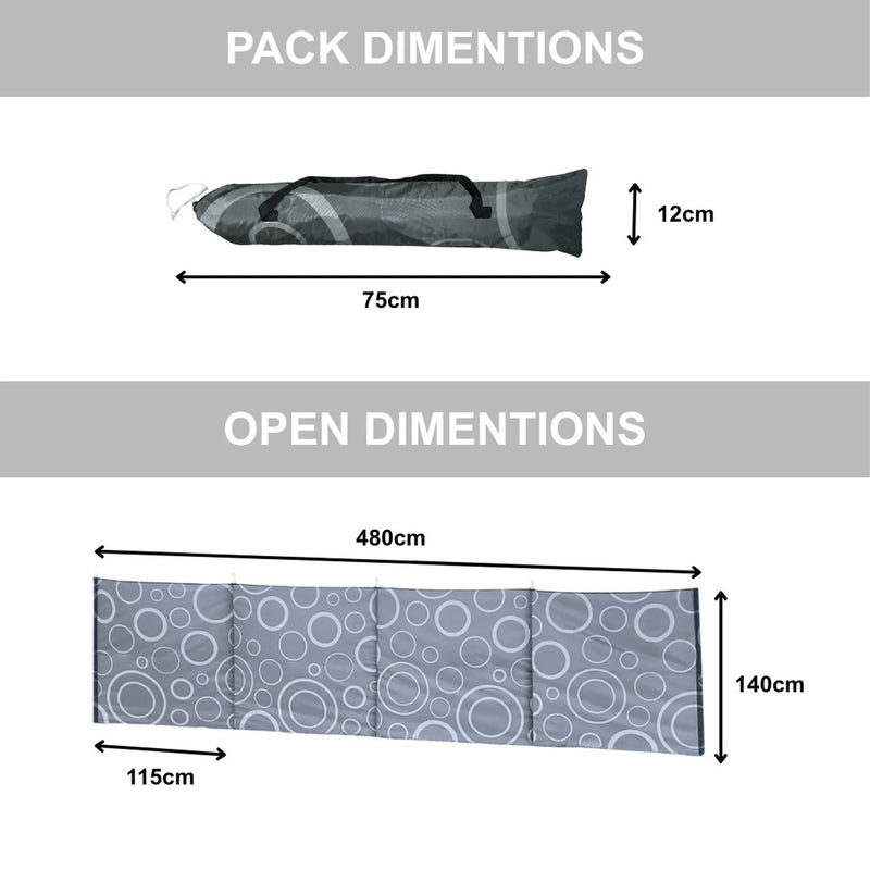 Olpro Dark Moon Folding Wooden Windbreak 5 Pole 480cm