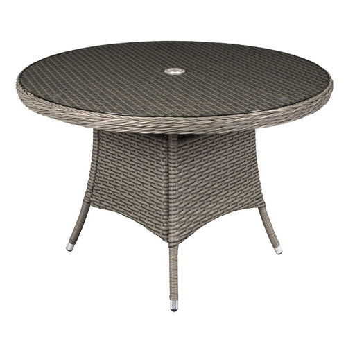 Dellonda Chester Rattan Wicker Round Outdoor Dining Table Tempered Glass Top Dellonda - UK Camping And Leisure