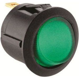W4 12V Round Single Pole Rockeron/Off Illuminated Green 37211 W4 - UK Camping And Leisure