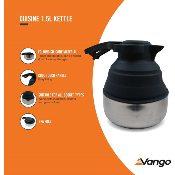 Vango Cuisine 1.5L Collapsible Camping Kettle Vango - UK Camping And Leisure