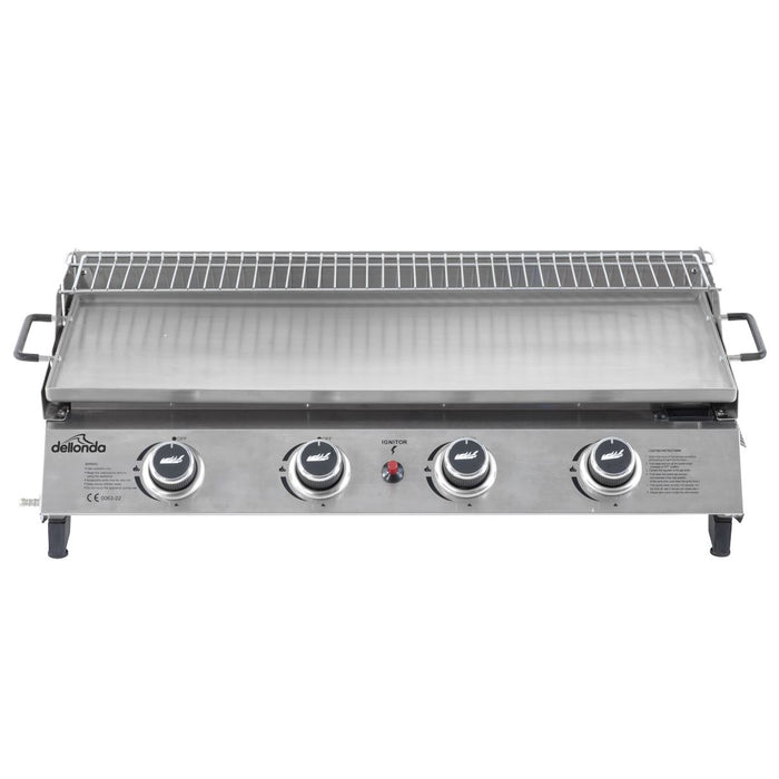 Dellonda 4 Burner Stainless Steel Portable Gas Plancha with Warming Rack 10kW Dellonda - UK Camping And Leisure