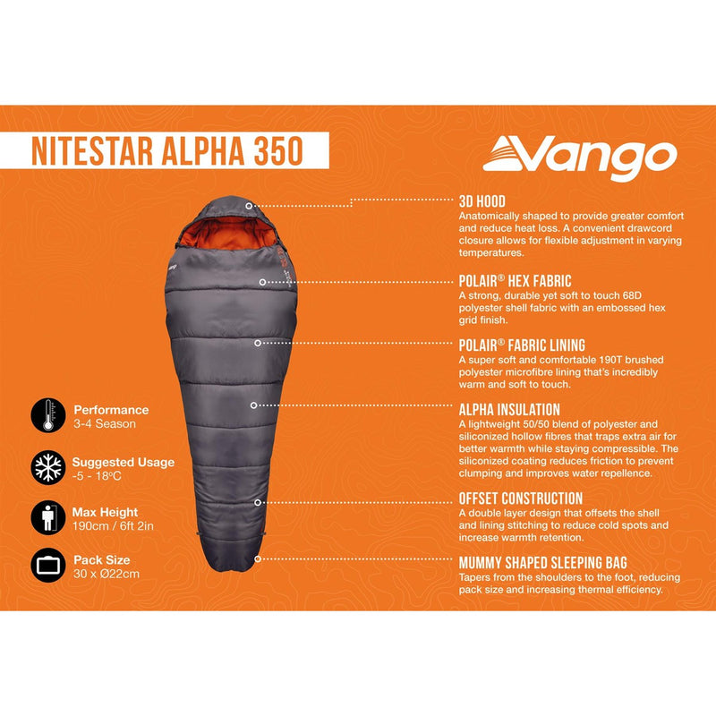 Vango Nitestar Alpha 350 Excalibur Single Sleeping Bag - View 5
