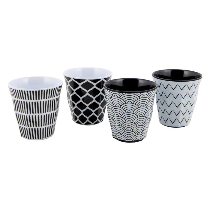 Bo-Camp Tableware Mix & Match Melamine 16 Pieces Black/White Bo-Camp - UK Camping And Leisure