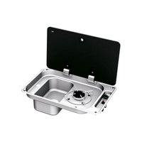 CAN 1 Burner Sink Combi Unit with Glass Lid and Piezo Ignition (Left Handed)