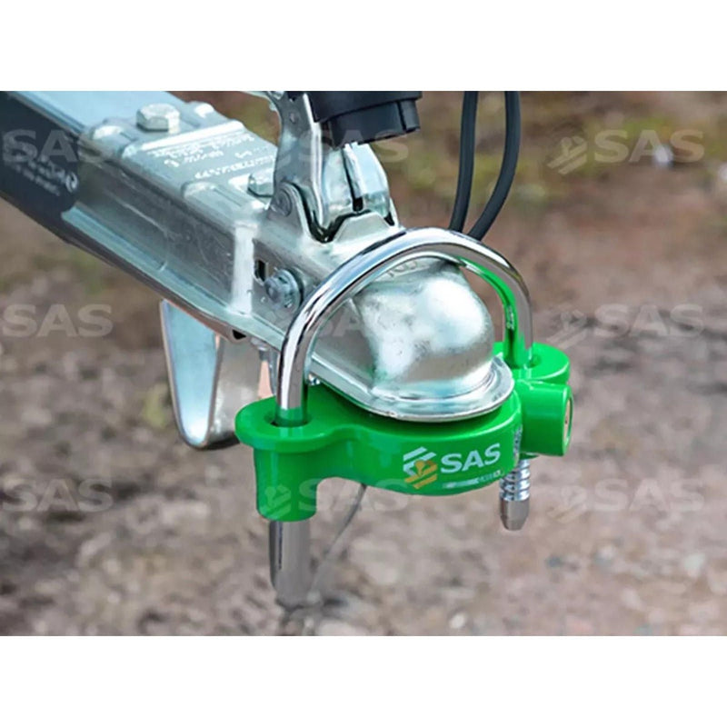 SAS Green Hitchlock Caravan Trailer Universal Hitch Coupling Tow Ball Lock Security SAS - UK Camping And Leisure