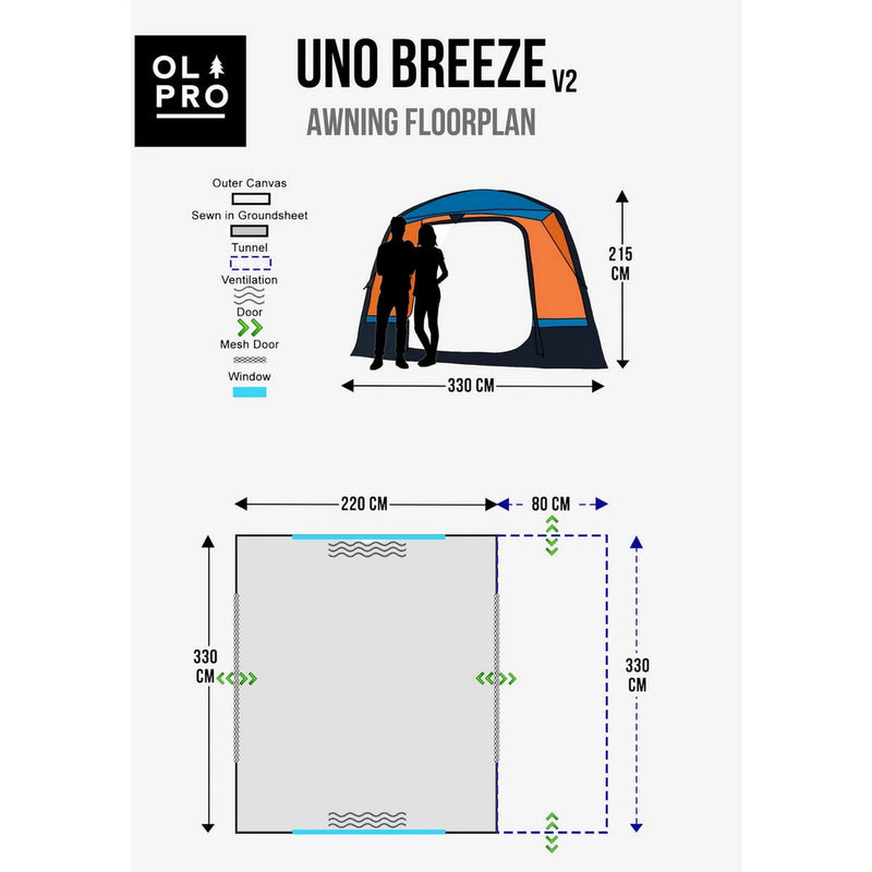 Olpro Uno Breeze V2 Campervan Awning Blue 17kg