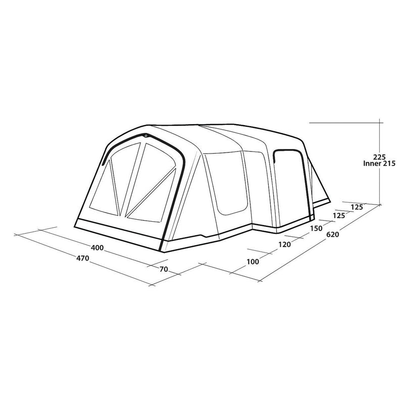 Outwell Montana 6 Air 6 Berth Four Room Tunnel Tent - View 20