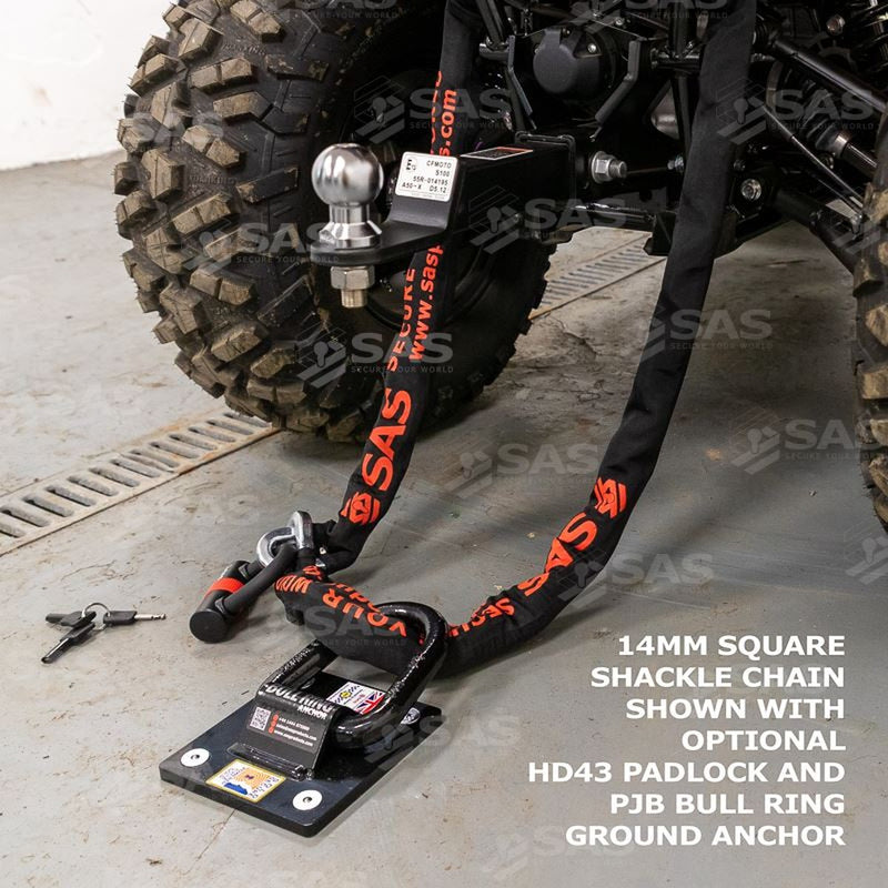 SAS Security Products SAS SAS Heavy Duty 2000x14mm Square Shackle Chain with Cloth Sleeve - Image 3 of 3 | UK Camping and Leisure
