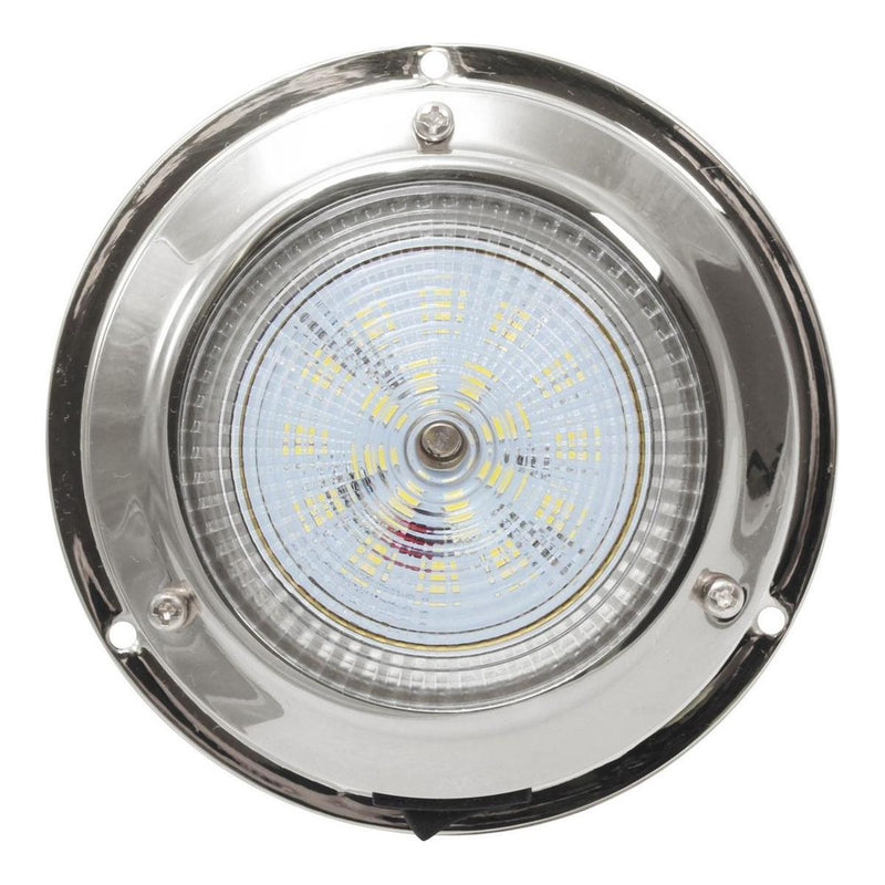 AAA 12V Stainless Dome Light Cool White LED 106mm 3" Dome AAA - UK Camping And Leisure