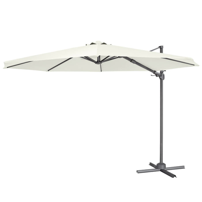 Dellonda Cantilever Parasol with 360 Rotation, Tilt & Cover 3m - Cream Dellonda - UK Camping And Leisure