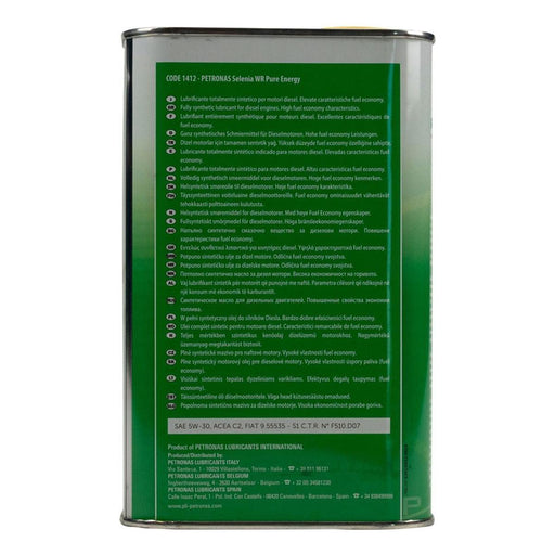 AG Petronas Selenia WR Pure Energy 5W 30 Engine Oil 1L Synthetic Engine Oil f AG - UK Camping And Leisure
