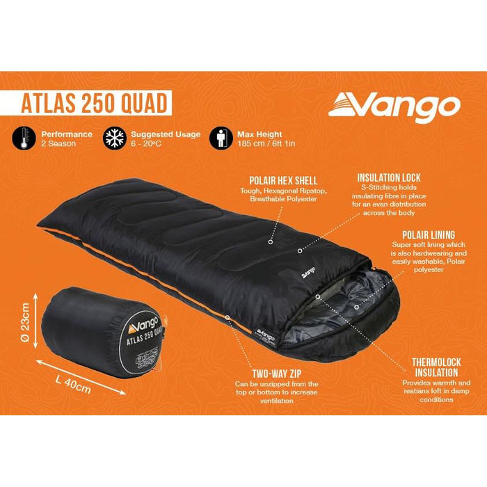 Vango Atlas 250 Quad Sleeping Bag Black