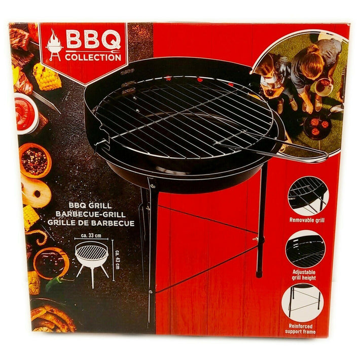 Portable 33cm Round Charcoal BBQ Grill for Outdoor Cooking in Garden or Patio Vivo - UK Camping And Leisure