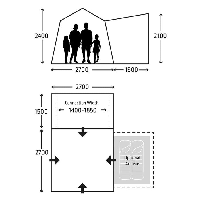 Kampa Cross AIR T/G Tailgate Inflatable DriveAway Campervan Awning