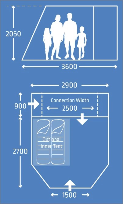 Kampa Dometic Action Air VW - Driveaway Awning Attachment height 180-210cms