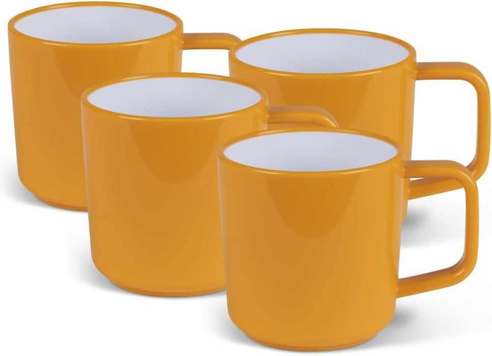 Kampa ABS Plastic Anti Slip Base Heat Resistant Camping Mug Set Sunset Yellow