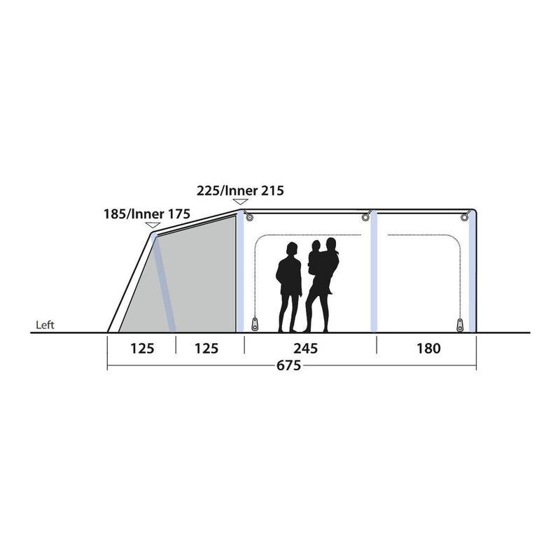 Outwell Boston 6 Air TC 6 Berth Four Room Tunnel Tent - View 20