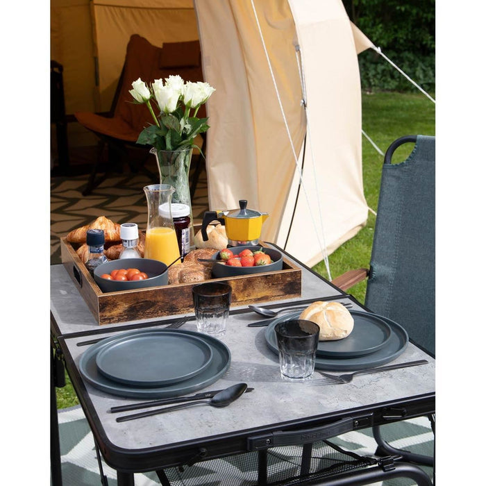 Bo-Camp Industrial Collection Breakfast Plate 4 Pieces Anthracite Bo-Camp - UK Camping And Leisure