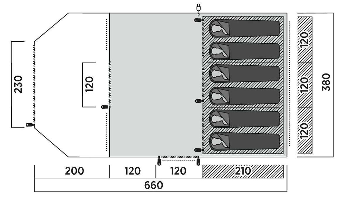 Easy Camp Sola 6 Pole Tent Blue 6 Person Easy Camp - UK Camping And Leisure