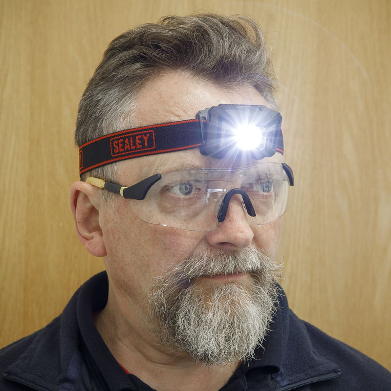 Sealey 3W CREE XPE LED Rechargeable Head Torch Light Auto Sensor 120 Lumens Sealey - UK Camping And Leisure