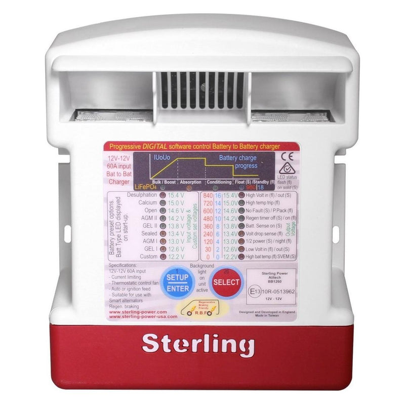 Sterling 60A Battery to Battery Charger Efficient and Reliable Battery Charg Sterling Power - UK Camping And Leisure